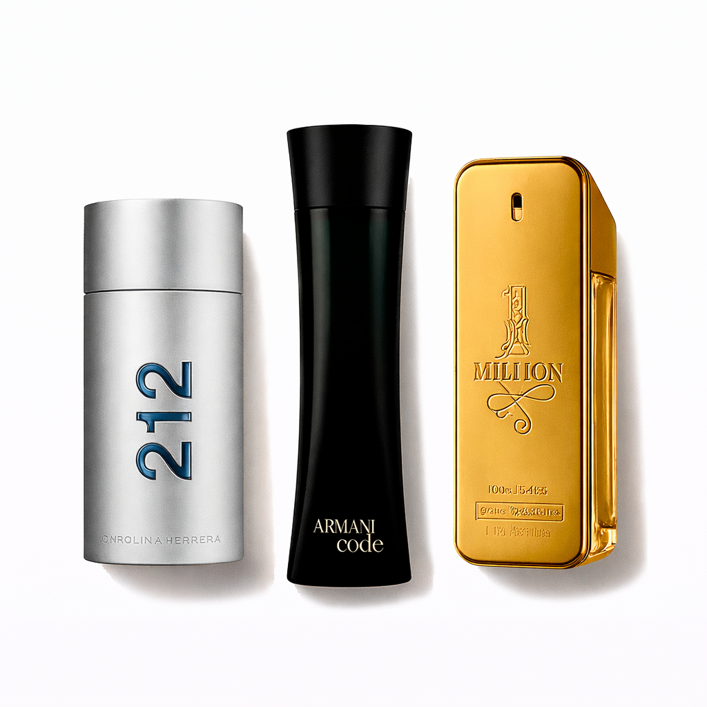 Coffret de 3 parfums: 212 Men NYC, Paco Rabanne One Milion, Armani Code Homme 100ml