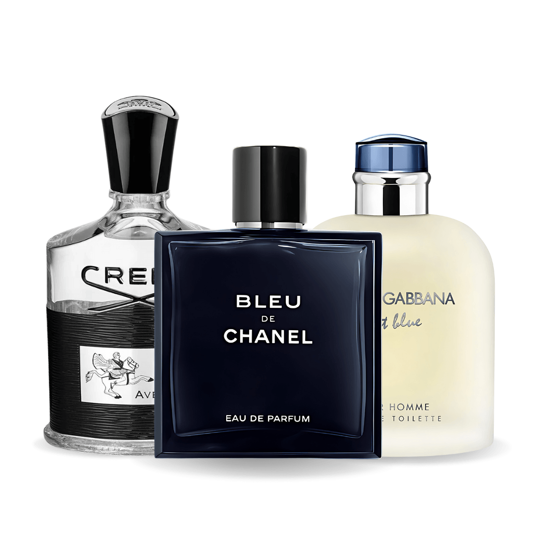 Coffret de 3 parfums: Bleu de Chanel, Creed Aventus, Light Blue Dolce Gabbana 100ml