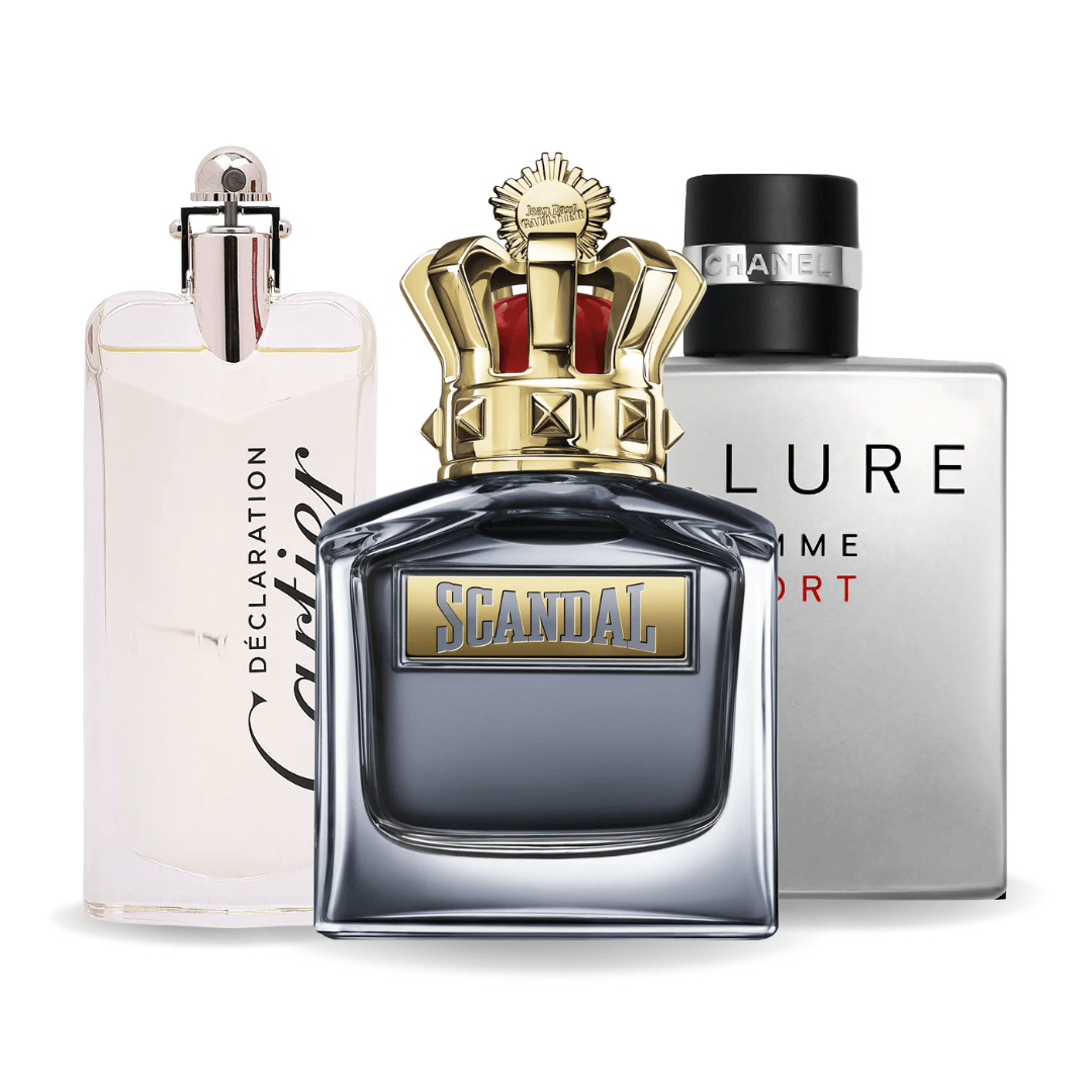 Coffret de 3 parfums: Allure Homme Sports, Jean Paul Gaultier Scandal, Cartier Declaration 100ml