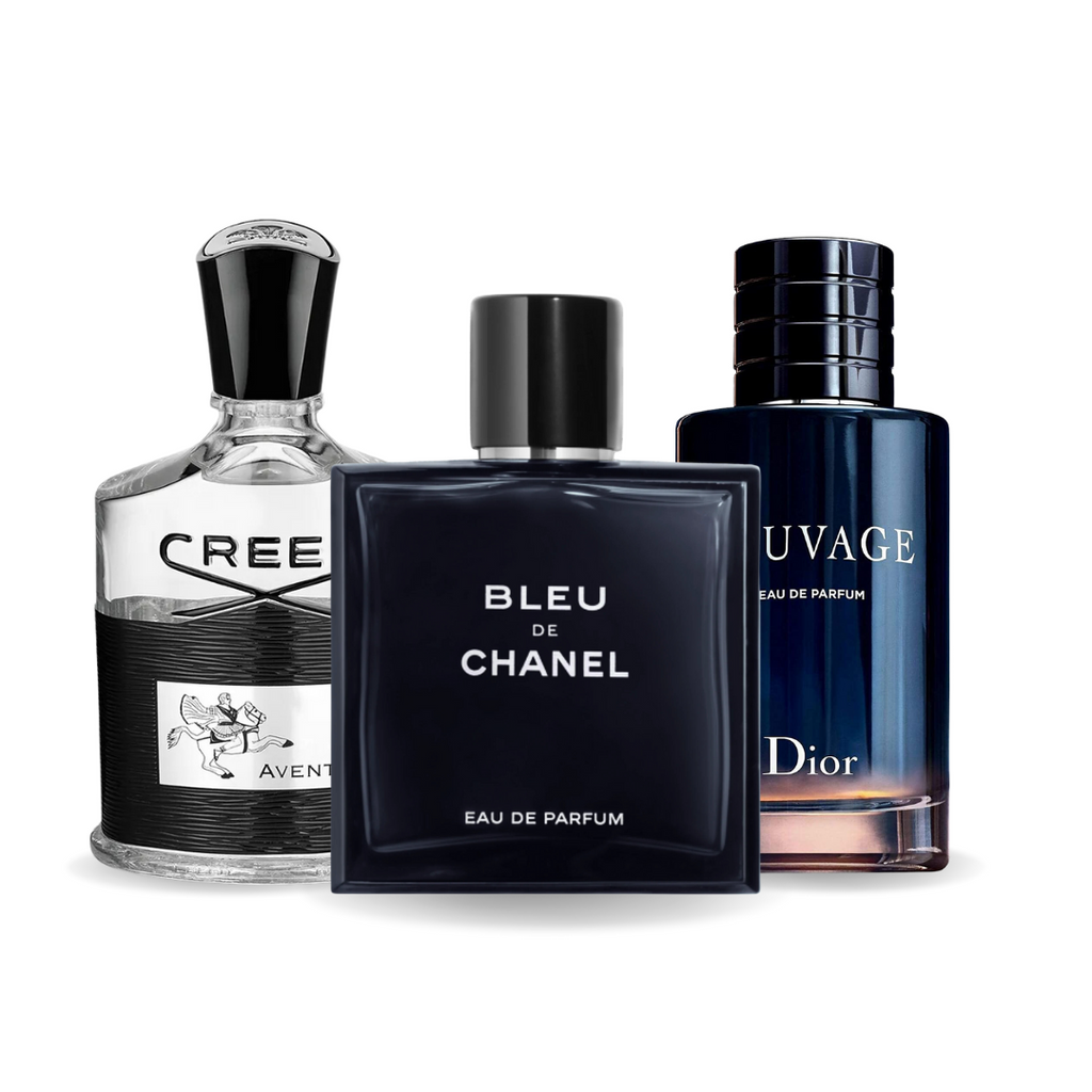 Coffret de 3 parfums: Creed AVENTUS, BLEU DE CHANEL, Dior SAUVAGE 100ml